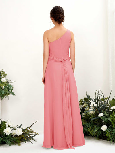 Carlyna Trita Sheath Coral Pink Bridesmaid Dress Maxi Sleeveless One Shoulder Dress #color_coral-pink