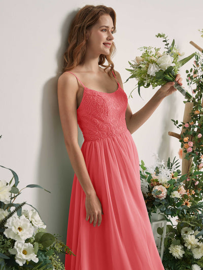 Carlyna Verna A-Line Coral Pink Beaded Bridesmaid Dress Maxi Sleeveless Sweetheart Dress #color_coral-pink