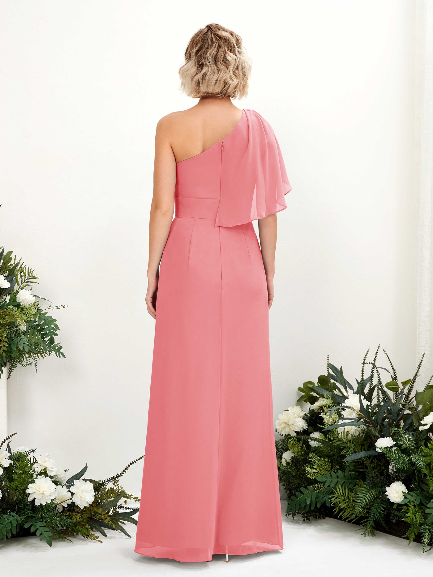 Ball Gown Sleeveless Chiffon Bridesmaid Dress - Coral Pink (81223730)#color_coral-pink