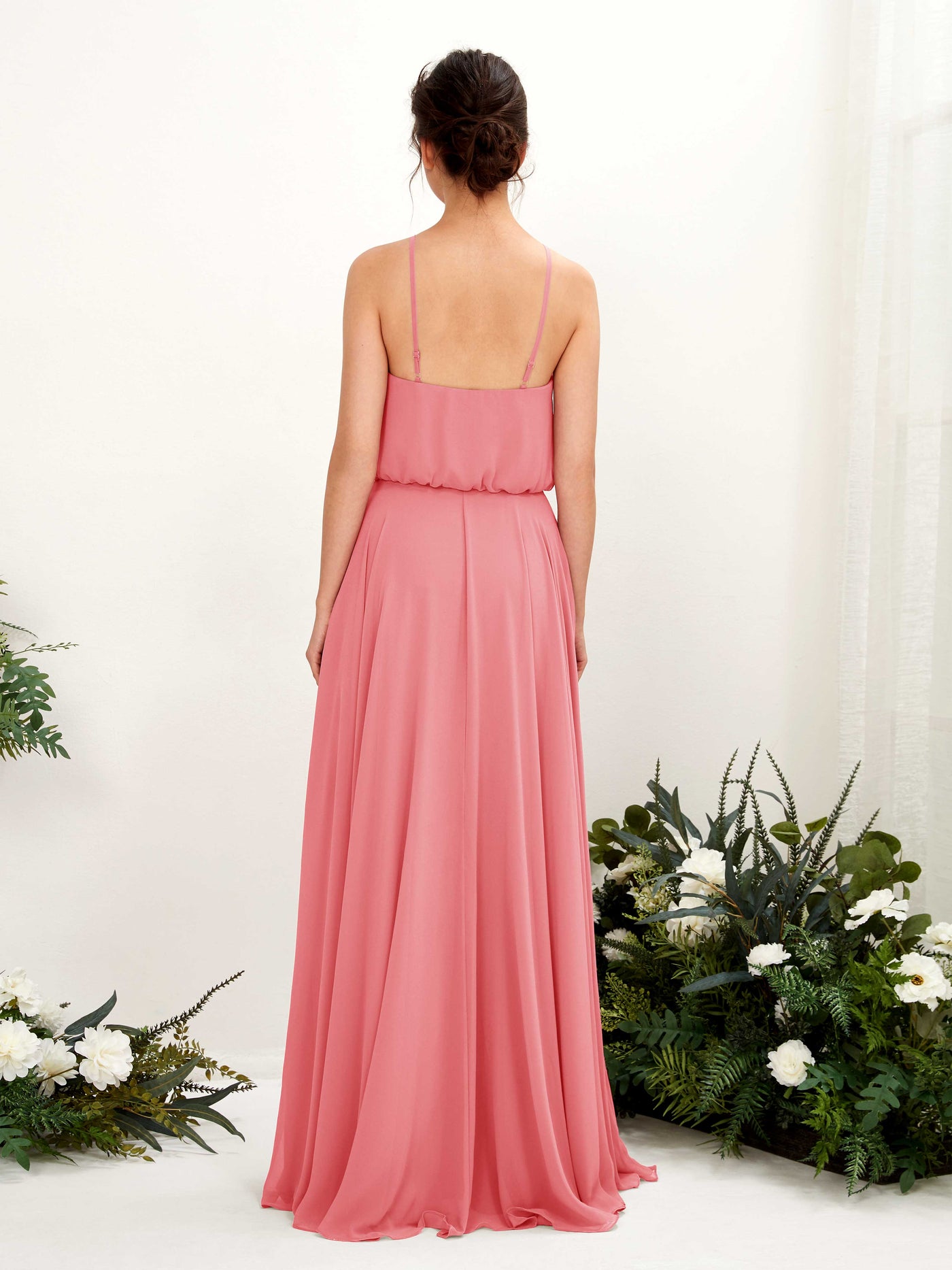 Bohemian Halter Spaghetti-straps Bridesmaid Dress - Coral Pink (81223430)#color_coral-pink