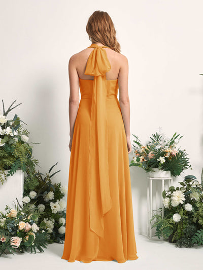 Carlyna Carolyn Convertible Mango Bridesmaid Dress Maxi Sleeveless Sweetheart Dress Side View 2 #color_mango