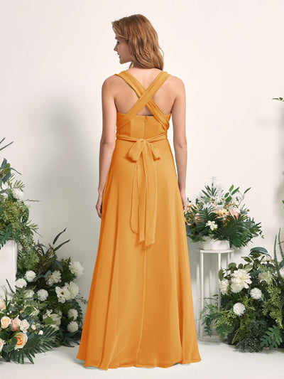 Carlyna Carolyn Convertible Mango Bridesmaid Dress Maxi Sleeveless Sweetheart Dress Side View 4 #color_mango