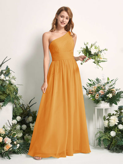 Carlyna Pandora A-Line Mango Bridesmaid Dress Maxi Sleeveless One Shoulder Dress #color_mango