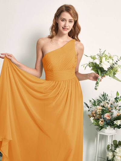 Carlyna Pandora A-Line Mango Bridesmaid Dress Maxi Sleeveless One Shoulder Dress #color_mango