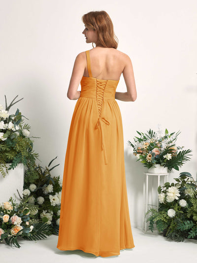Carlyna Pandora A-Line Mango Bridesmaid Dress Maxi Sleeveless One Shoulder Dress #color_mango