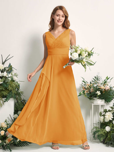 Carlyna Mollie A-Line Mango Bridesmaid Dress Maxi Sleeveless V-Neck Dress #color_mango