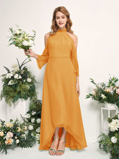 Carlyna Maxine A-Line Mango Bridesmaid Dress Maxi Sleeveless Round Neck Dress #color_mango