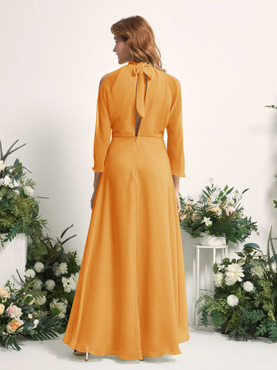 Carlyna Maxine A-Line Mango Bridesmaid Dress Maxi Sleeveless Round Neck Dress #color_mango