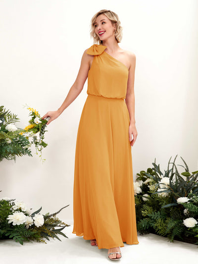 Carlyna Laurel A-Line Mango Bridesmaid Dress Maxi Sleeveless One Shoulder Dress #color_mango
