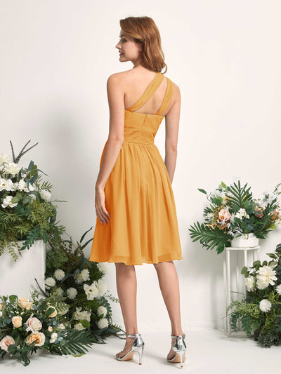 Carlyna Echo A-Line Mango Bridesmaid Dress Knee-Length Sleeveless One Shoulder Dress Back View #color_mango