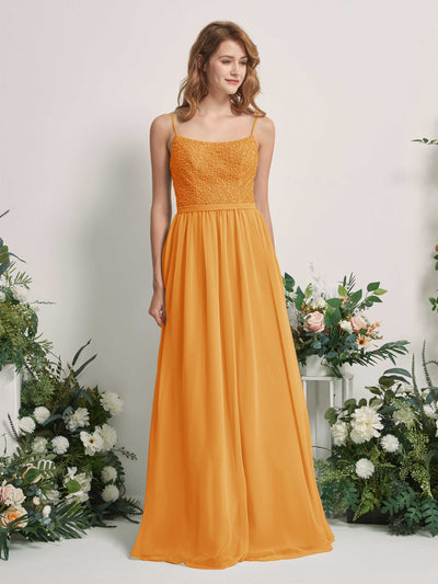 Carlyna Ursula A-Line Mango Beaded Bridesmaid Dress Maxi Sleeveless Sweetheart Dress #color_mango