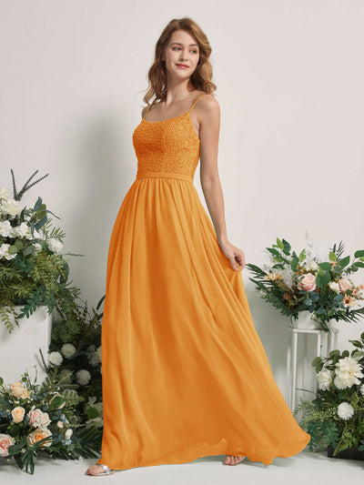 Carlyna Ursula A-Line Mango Beaded Bridesmaid Dress Maxi Sleeveless Sweetheart Dress #color_mango