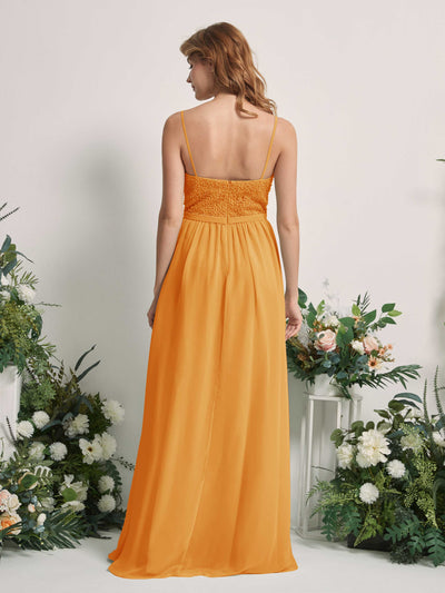 Carlyna Ursula A-Line Mango Beaded Bridesmaid Dress Maxi Sleeveless Sweetheart Dress #color_mango