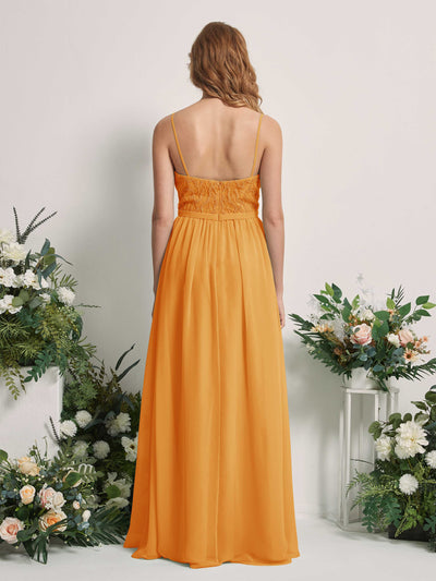 Carlyna Alexandra A-Line Mango Beaded Bridesmaid Dress Maxi Sleeveless V-Neck Dress Back View #color_mango