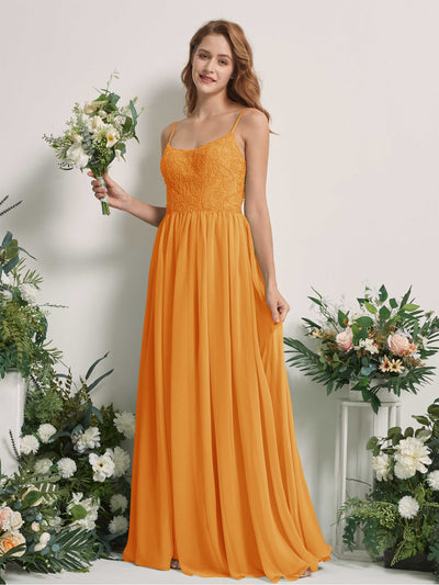 Carlyna Verna A-Line Mango Beaded Bridesmaid Dress Maxi Sleeveless Sweetheart Dress #color_mango