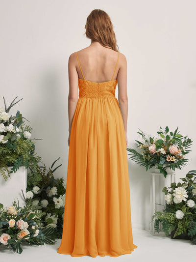 Carlyna Verna A-Line Mango Beaded Bridesmaid Dress Maxi Sleeveless Sweetheart Dress #color_mango