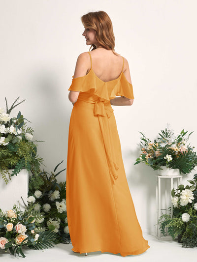 Carlyna Yvette A-Line Mango Bridesmaid Dress Maxi Sleeveless V-Neck Dress #color_mango