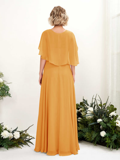Carlyna Winnie A-Line Mango Bridesmaid Dress Maxi Short Sleeve V-Neck Dress #color_mango