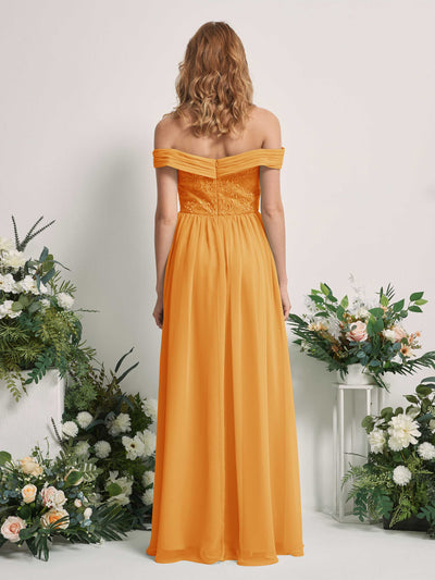 Carlyna Leona A-Line Mango Embroidered Bridesmaid Dress Maxi Sleeveless Sweetheart Dress #color_mango