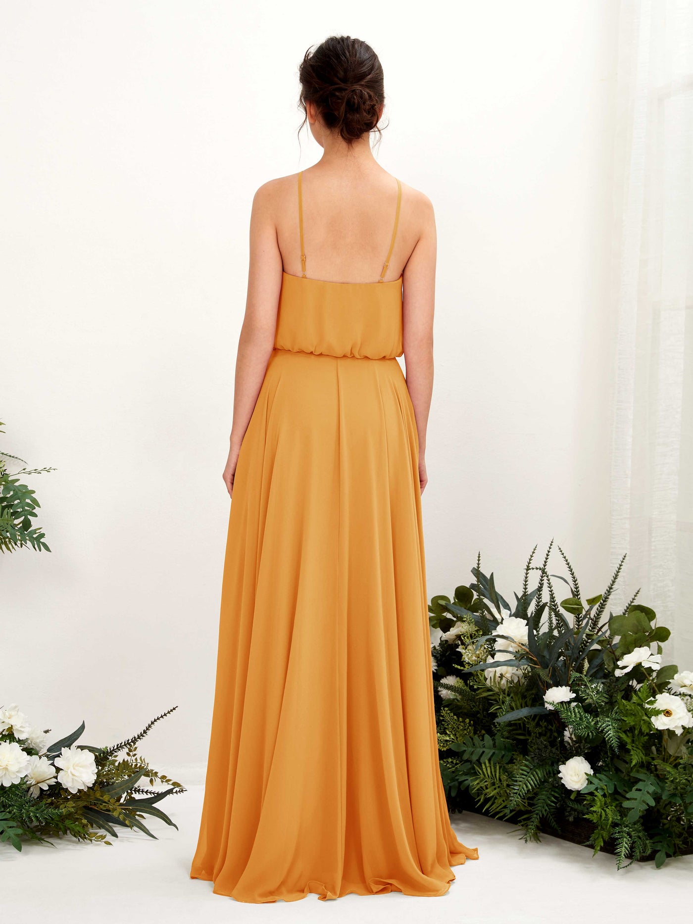 Bohemian Halter Spaghetti-straps Bridesmaid Dress - Mango (81223402)#color_mango