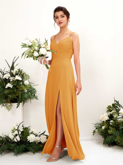 Carlyna Joa A-Line Mango Bridesmaid Dress Maxi Sleeveless V-Neck Dress #color_mango