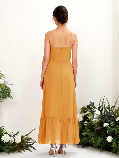 Carlyna Delia Sheath Mango Bridesmaid Dress Maxi Sleeveless Spaghetti Strap Dress Back View #color_mango