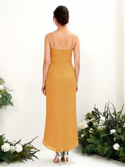 Carlyna Liliane Sheath Mango Bridesmaid Dress Midi Sleeveless V-Neck Dress #color_mango