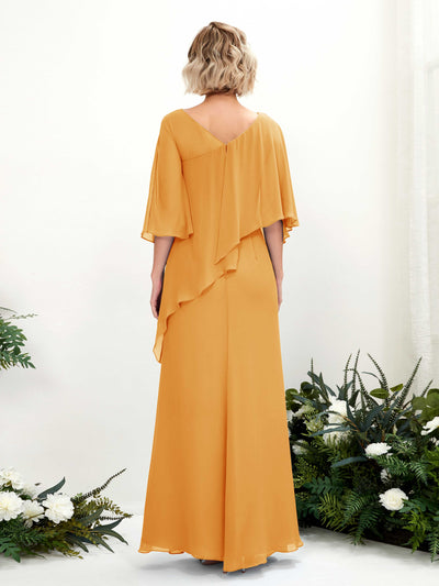 Carlyna Violaine A-Line Mango Bridesmaid Dress Maxi Three Quarter Sleeve V-Neck Dress #color_mango