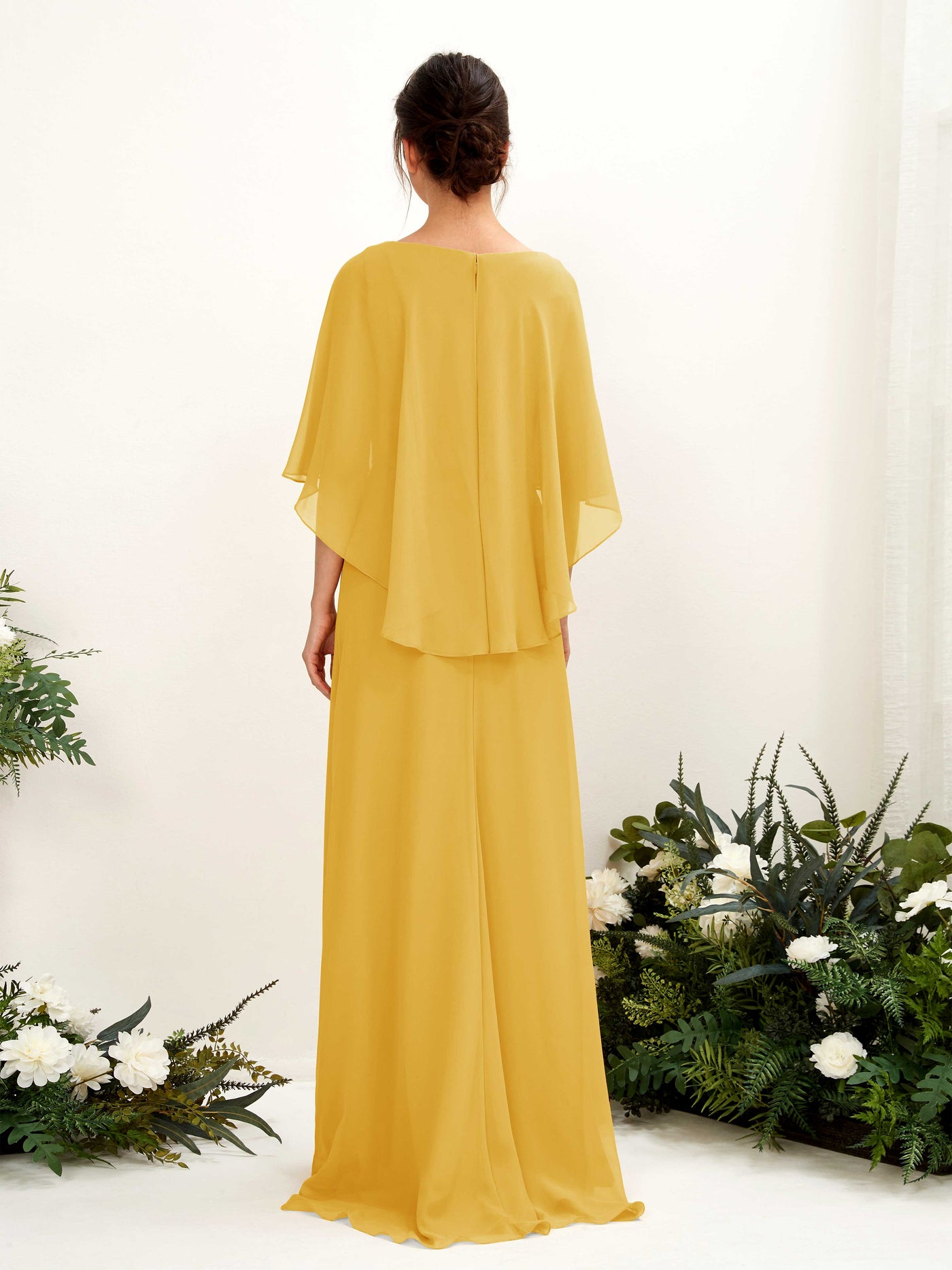 A-line Bateau Sleeveless Chiffon Bridesmaid Dress - Mustard Yellow (81222033)#color_mustard-yellow