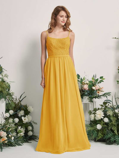 Carlyna Ursula A-Line Mustard Yellow Beaded Bridesmaid Dress Maxi Sleeveless Sweetheart Dress #color_mustard-yellow