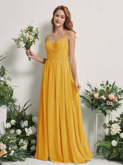 Carlyna Verna A-Line Mustard Yellow Beaded Bridesmaid Dress Maxi Sleeveless Sweetheart Dress #color_mustard-yellow