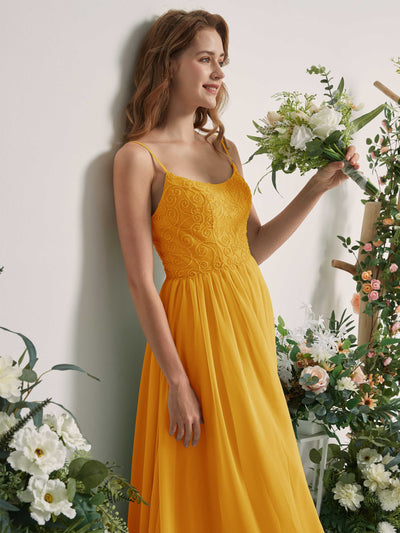 Carlyna Verna A-Line Mustard Yellow Beaded Bridesmaid Dress Maxi Sleeveless Sweetheart Dress #color_mustard-yellow