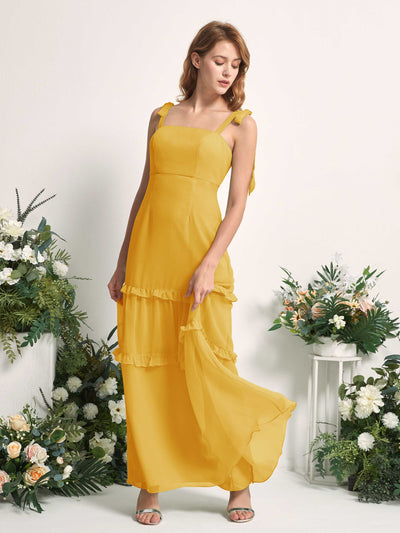 Carlyna Kaiya A-Line Mustard Yellow Bridesmaid Dress Maxi Sleeveless Straight Dress #color_mustard-yellow