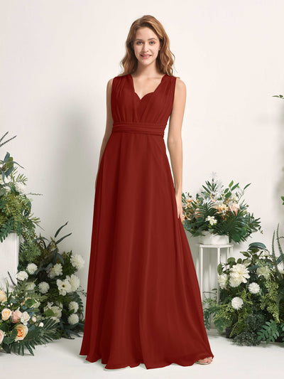 Carlyna Carolyn Convertible Rust Bridesmaid Dress Maxi Sleeveless Sweetheart Dress Side View 3 #color_rust