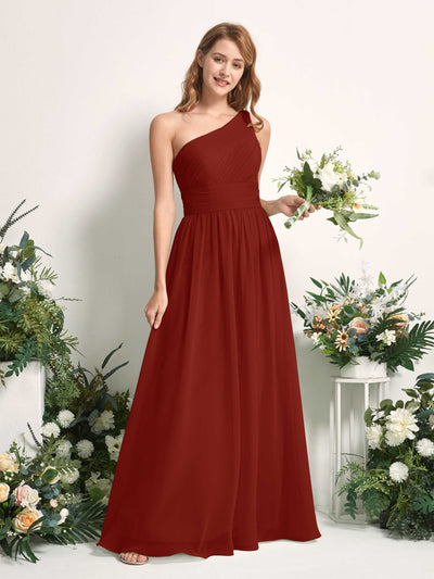 Carlyna Pandora A-Line Rust Bridesmaid Dress Maxi Sleeveless One Shoulder Dress #color_rust