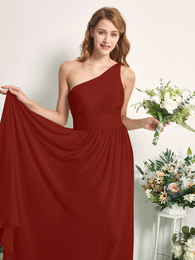 Carlyna Pandora A-Line Rust Bridesmaid Dress Maxi Sleeveless One Shoulder Dress #color_rust