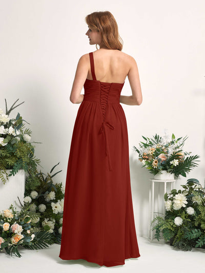 Carlyna Pandora A-Line Rust Bridesmaid Dress Maxi Sleeveless One Shoulder Dress #color_rust