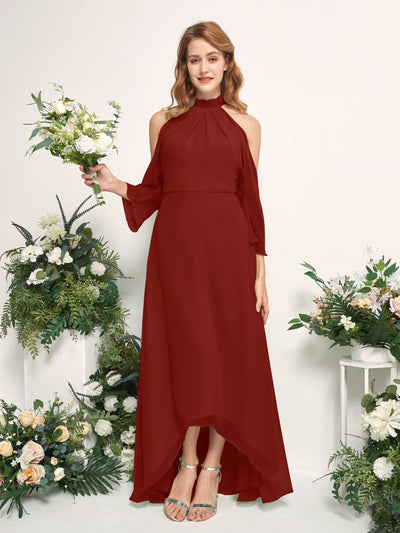 Carlyna Maxine A-Line Rust Bridesmaid Dress Maxi Sleeveless Round Neck Dress #color_rust