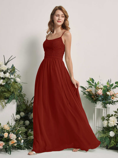 Carlyna Ursula A-Line Rust Beaded Bridesmaid Dress Maxi Sleeveless Sweetheart Dress #color_rust
