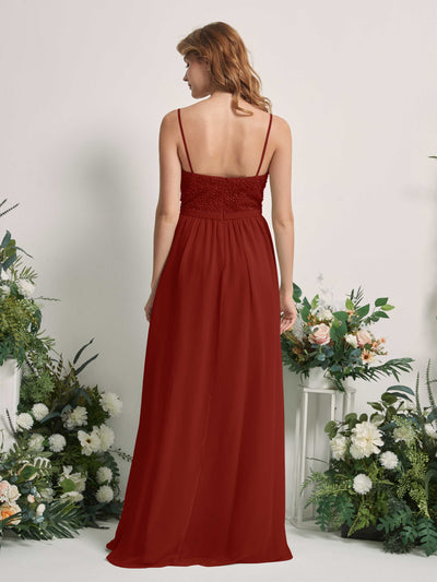 Carlyna Ursula A-Line Rust Beaded Bridesmaid Dress Maxi Sleeveless Sweetheart Dress #color_rust
