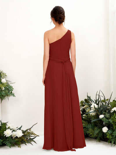 Carlyna Trita Sheath Rust Bridesmaid Dress Maxi Sleeveless One Shoulder Dress #color_rust