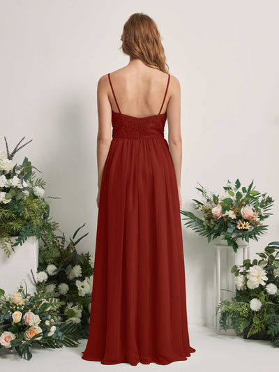 Carlyna Verna A-Line Rust Beaded Bridesmaid Dress Maxi Sleeveless Sweetheart Dress #color_rust