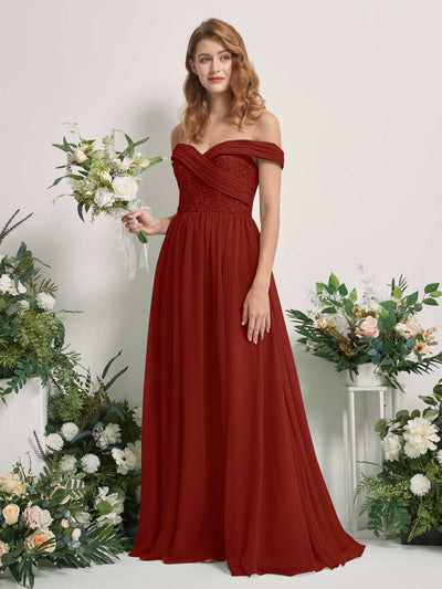 Carlyna Leona A-Line Rust Embroidered Bridesmaid Dress Maxi Sleeveless Sweetheart Dress #color_rust