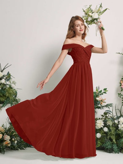 Carlyna Leona A-Line Rust Embroidered Bridesmaid Dress Maxi Sleeveless Sweetheart Dress #color_rust