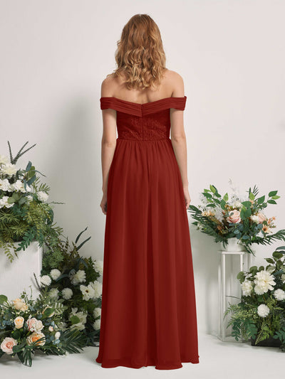 Carlyna Leona A-Line Rust Embroidered Bridesmaid Dress Maxi Sleeveless Sweetheart Dress #color_rust