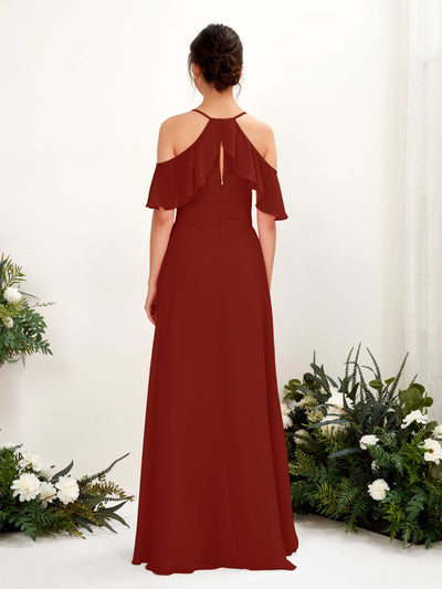 Carlyna Orlane A-Line Rust Bridesmaid Dress Maxi Sleeveless V-Neck Dress #color_rust