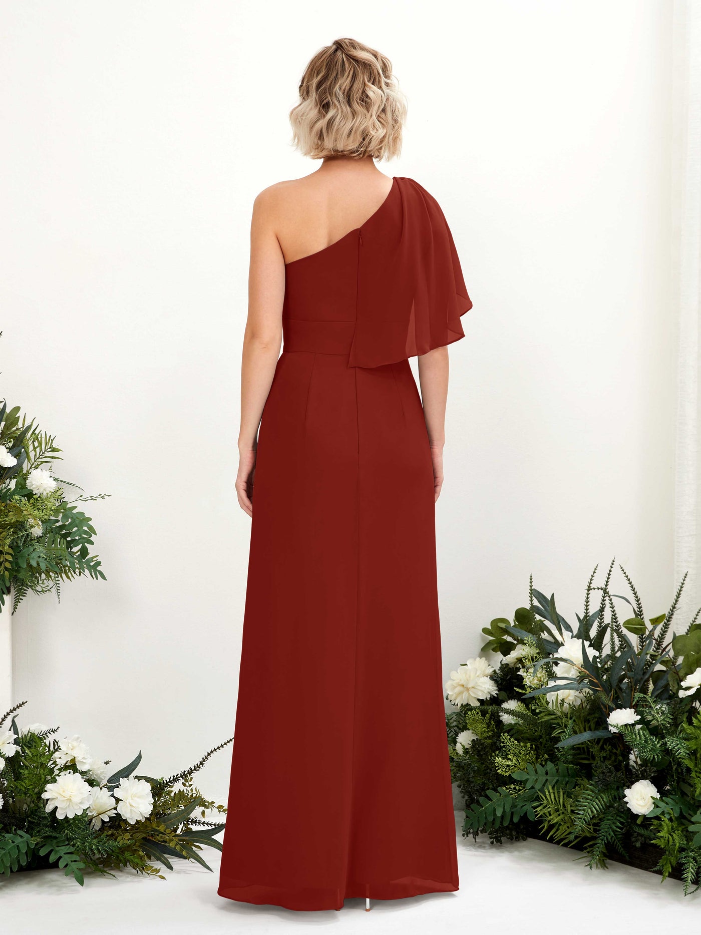 Ball Gown Sleeveless Chiffon Bridesmaid Dress - Rust (81223719)#color_rust