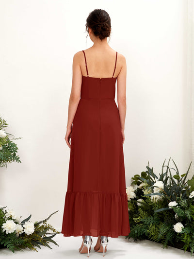 Carlyna Delia Sheath Rust Bridesmaid Dress Maxi Sleeveless Spaghetti Strap Dress Back View #color_rust
