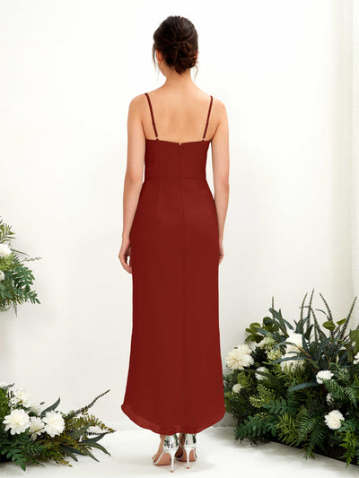 Carlyna Liliane Sheath Rust Bridesmaid Dress Midi Sleeveless V-Neck Dress #color_rust