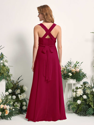 Carlyna Carolyn Convertible Jester Red Bridesmaid Dress Maxi Sleeveless Sweetheart Dress Side View 4 #color_jester-red